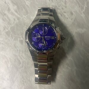 Seiko Chronograph 100m watch Vintage Sapphire Crystal display. Fair condition
